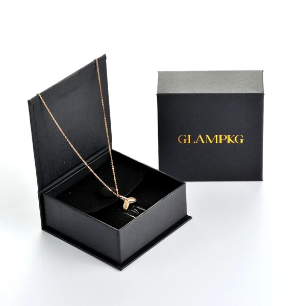 GLAMPKG Custom Logo Grey Jewelry Packaging Earring Necklace Luxury Cardboard Magnetic Jewelry Box - Image 5