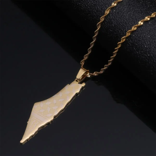 Inspire Jewelry Hot Selling Wholesale 18K Gold Plated Stainless Steel Israel and Palestine Map Pendant Necklace for Women Men - Image 3