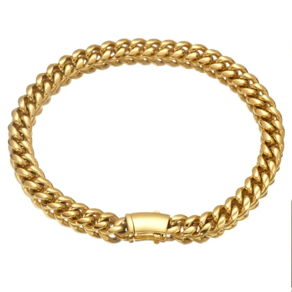 Hip Hop Cuban Link Mens Chain Necklace 18K Gold & Stainless Steel Miami Style 18k Gold Plated Box Chain with Zircon Gift Goods - Image 4
