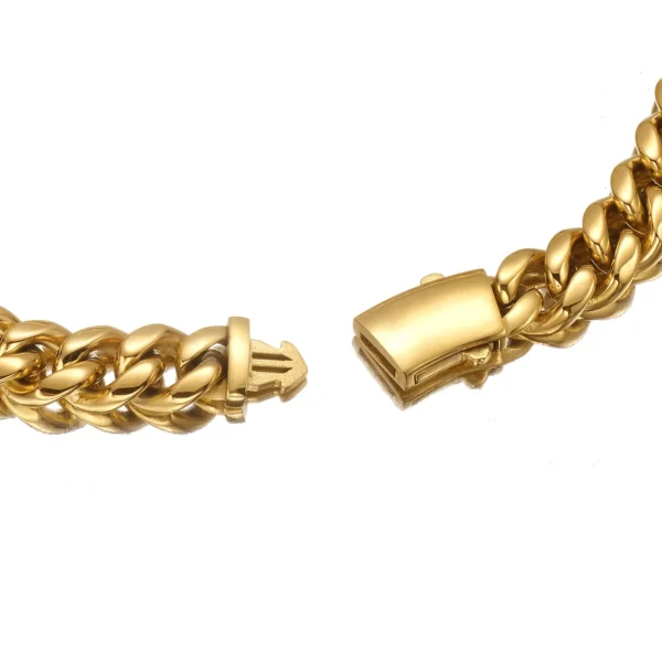 Hip Hop Cuban Link Mens Chain Necklace 18K Gold & Stainless Steel Miami Style 18k Gold Plated Box Chain with Zircon Gift Goods - Image 5