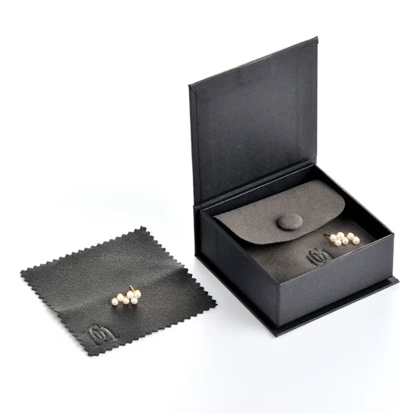 GLAMPKG Custom Logo Grey Jewelry Packaging Earring Necklace Luxury Cardboard Magnetic Jewelry Box - Image 4