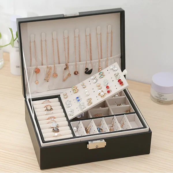 PU Jewelry Storage Box Organizer for Jewelry Necklace Ring Luxury Storage - Image 5